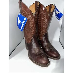 Vintage  Wrangler Men's Leather Cowboy Boots Size 8D - READ - Orig.‎ Box/tags
